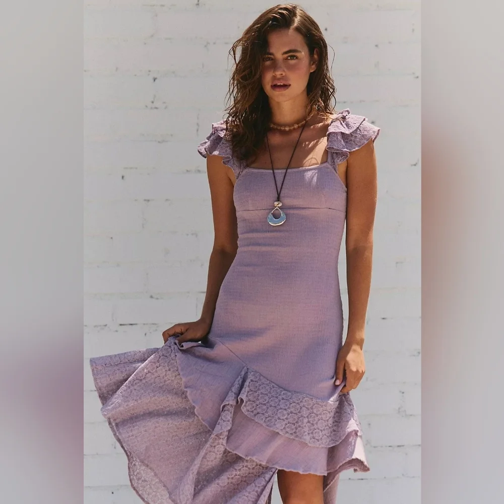 Free People Alanis Ruffled Midi Dress